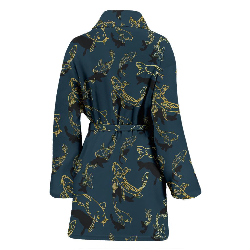 Koi Carp Gold Design Themed Print Women Bath Robe-JTAMIGO.COM