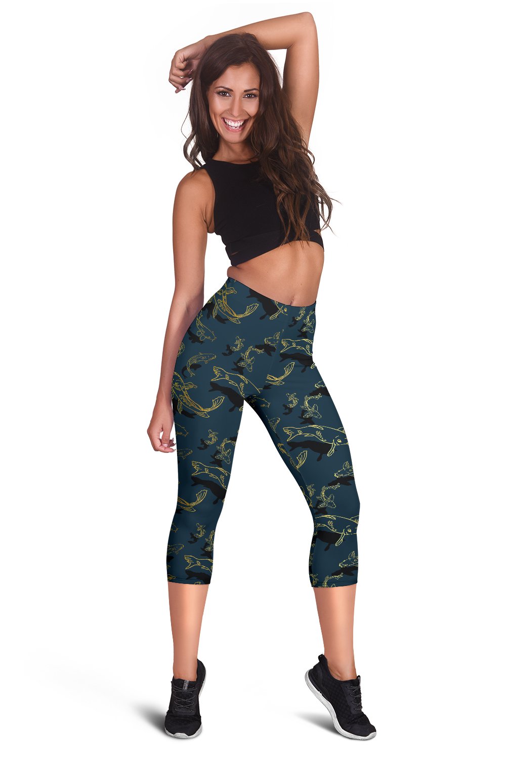 Koi Carp Gold Design Themed Print Women Capris