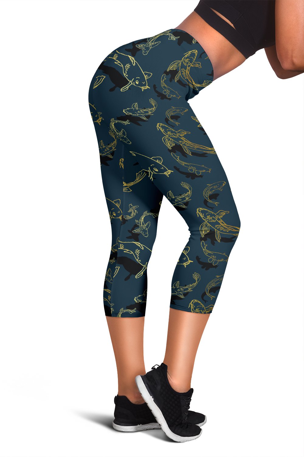 Koi Carp Gold Design Themed Print Women Capris
