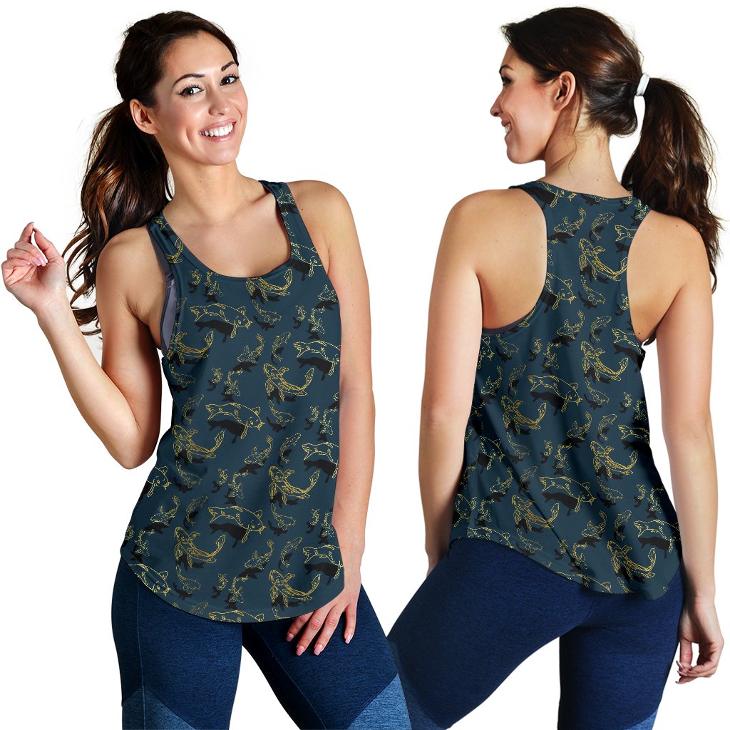Koi Carp Gold Design Themed Print Women Racerback Tank Top