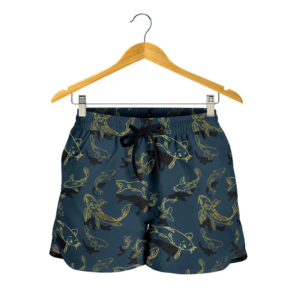 Koi Carp Gold Design Themed Print Women Shorts-JTAMIGO.COM