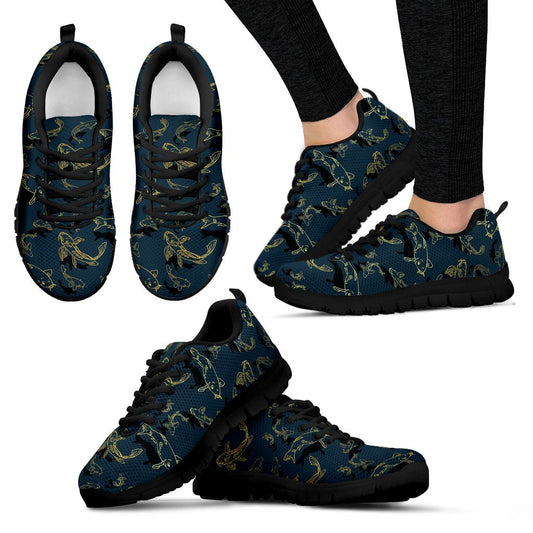 Koi Carp Gold Design Themed Print Women Sneakers Shoes