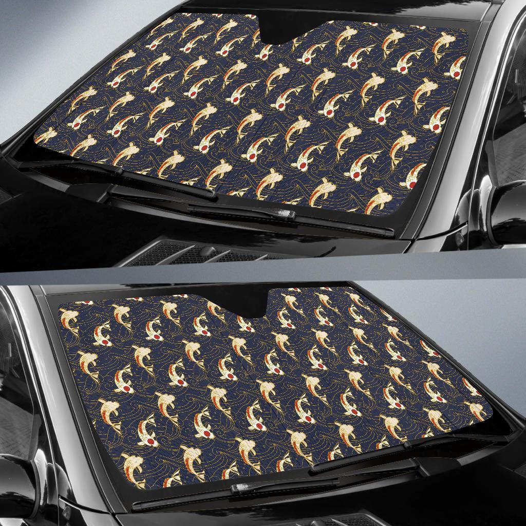 Koi Carp Japanese Design Themed Print Car Sun Shade For Windshield