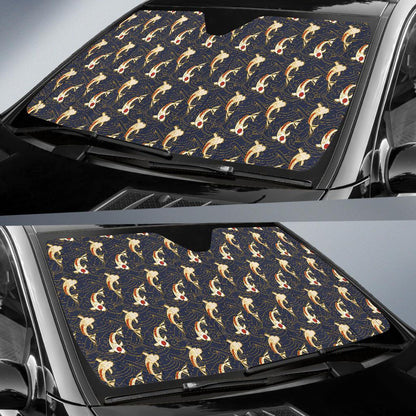 Koi Carp Japanese Design Themed Print Car Sun Shade For Windshield
