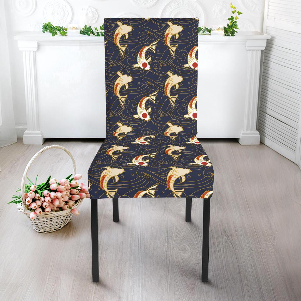 Koi Carp Japanese Design Themed Print Dining Chair Slipcover-JTAMIGO.COM