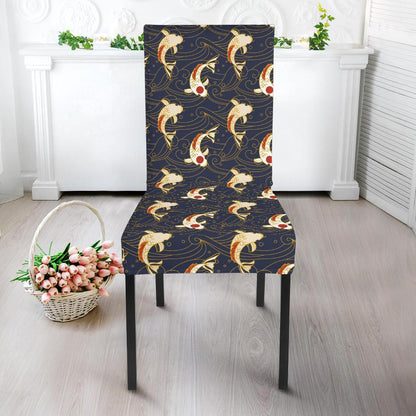Koi Carp Japanese Design Themed Print Dining Chair Slipcover-JTAMIGO.COM