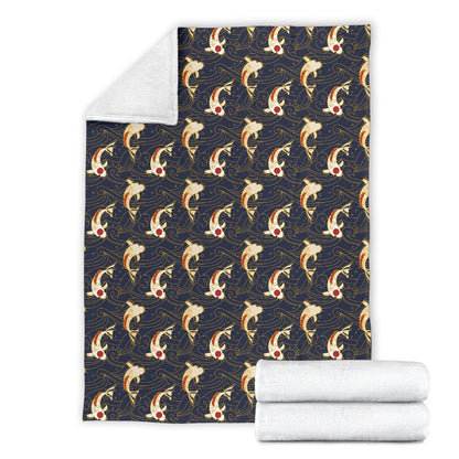 Koi Carp Japanese Design Themed Print Fleece Blanket