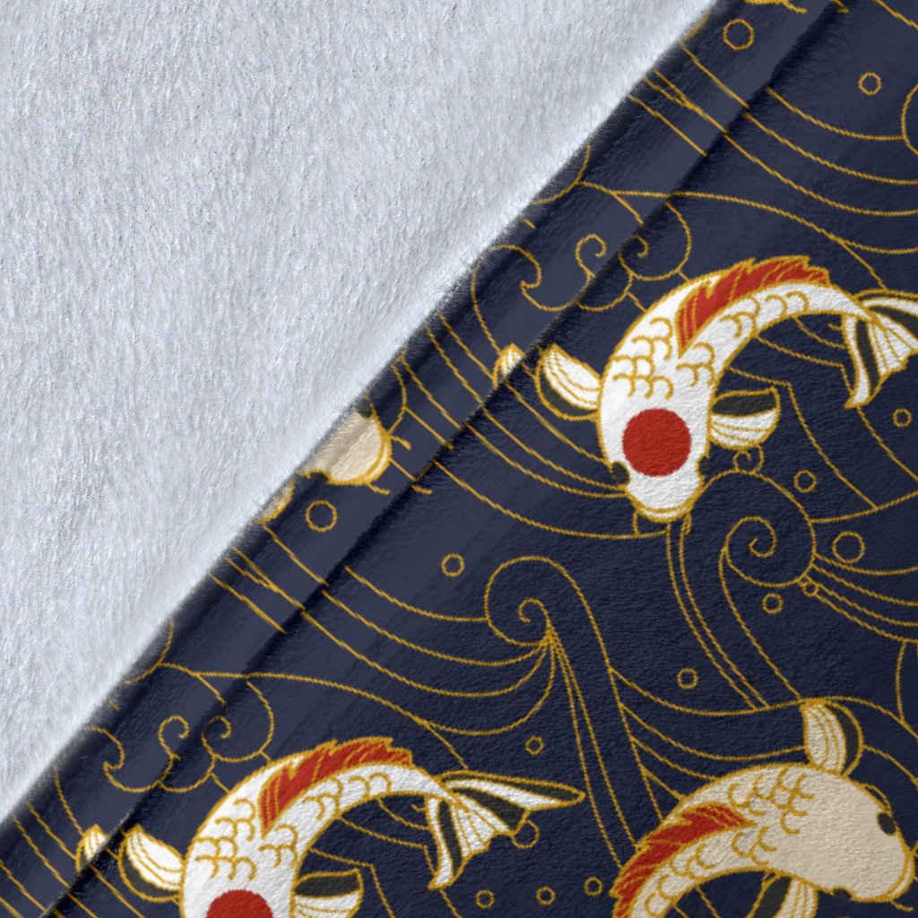 Koi Carp Japanese Design Themed Print Fleece Blanket