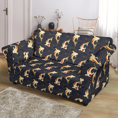 Koi Carp Japanese Design Themed Print Loveseat Slipcover-JTAMIGO.COM