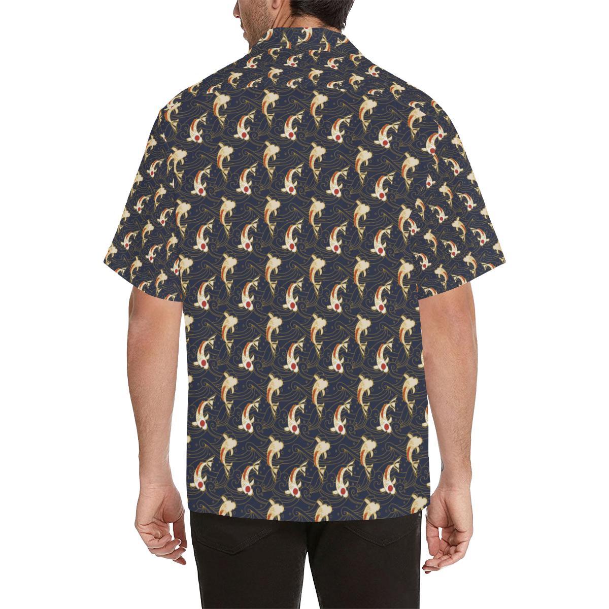 Koi Carp Japanese Design Themed Print Men Aloha Hawaiian Shirt