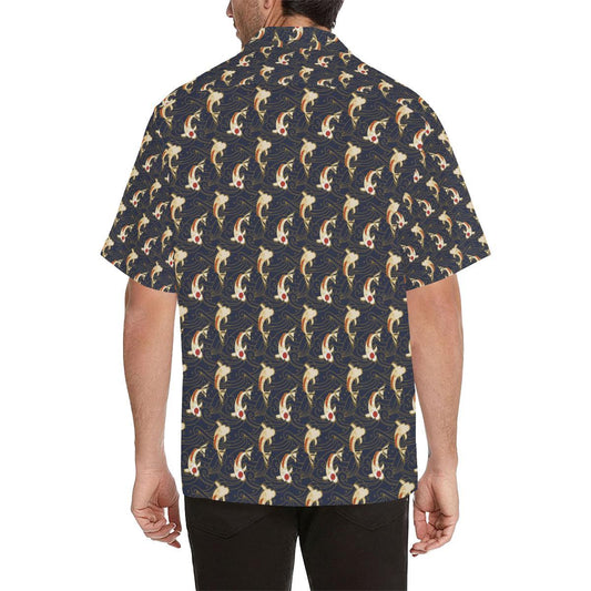 Koi Carp Japanese Design Themed Print Men Aloha Hawaiian Shirt