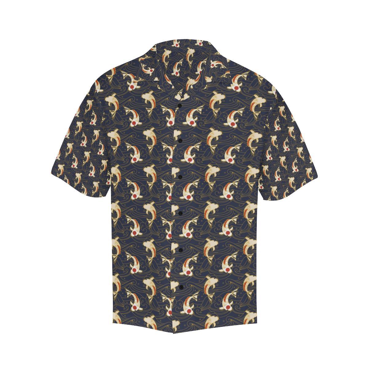 Koi Carp Japanese Design Themed Print Men Aloha Hawaiian Shirt