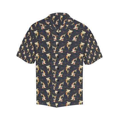 Koi Carp Japanese Design Themed Print Men Aloha Hawaiian Shirt