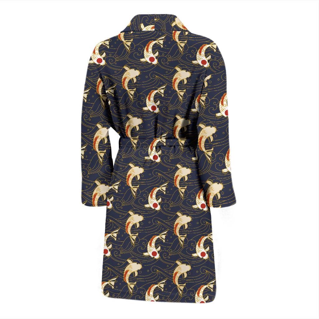 Koi Carp Japanese Design Themed Print Men Bath Robe-JTAMIGO.COM