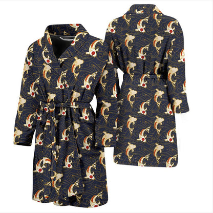 Koi Carp Japanese Design Themed Print Men Bath Robe-JTAMIGO.COM