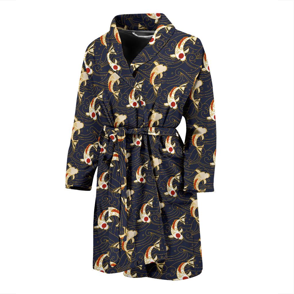 Koi Carp Japanese Design Themed Print Men Bath Robe-JTAMIGO.COM