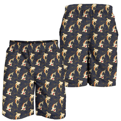 Koi Carp Japanese Design Themed Print Mens Shorts-JTAMIGO.COM