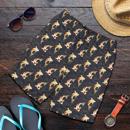 Koi Carp Japanese Design Themed Print Mens Shorts-JTAMIGO.COM