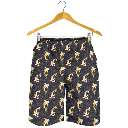 Koi Carp Japanese Design Themed Print Mens Shorts-JTAMIGO.COM
