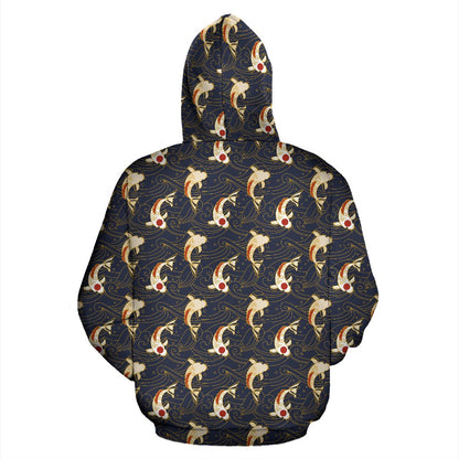Koi Carp Japanese Design Themed Print Pullover Hoodie