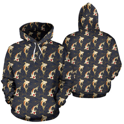 Koi Carp Japanese Design Themed Print Pullover Hoodie