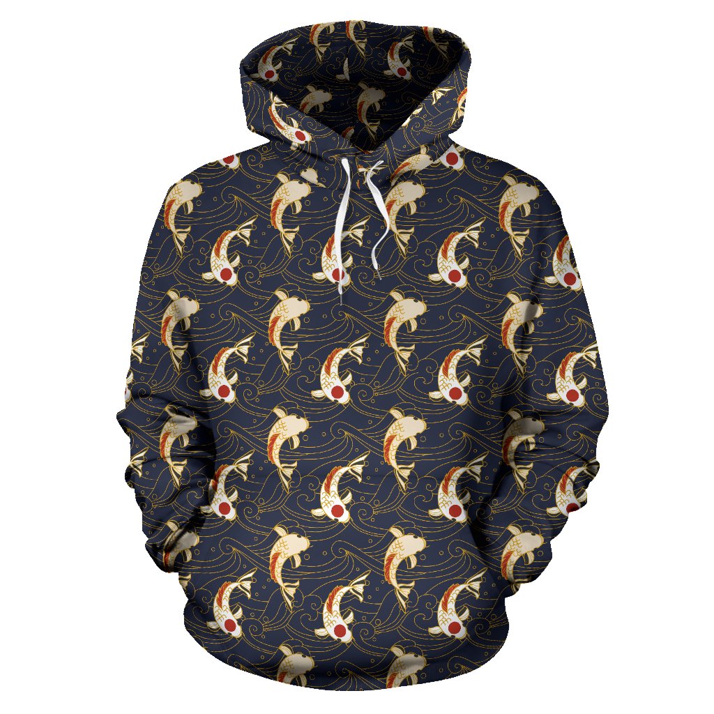 Koi Carp Japanese Design Themed Print Pullover Hoodie - JTAMIGO