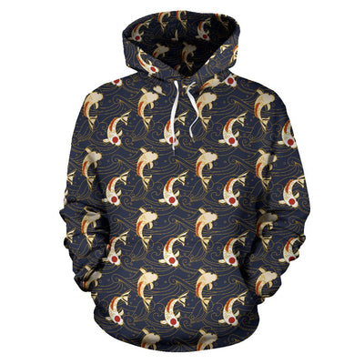 Koi Carp Japanese Design Themed Print Pullover Hoodie