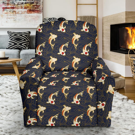 Koi Carp Japanese Design Themed Print Single Sofa Slipcover -JTAMIGO.COM