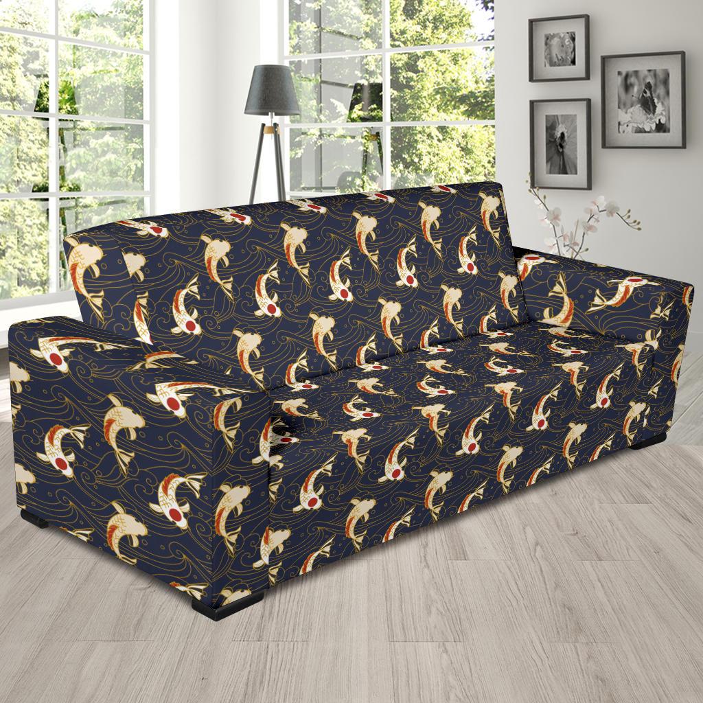 Koi Carp Japanese Design Themed Print Sofa Slipcover-JTAMIGO.COM