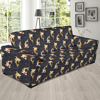 Koi Carp Japanese Design Themed Print Sofa Slipcover-JTAMIGO.COM