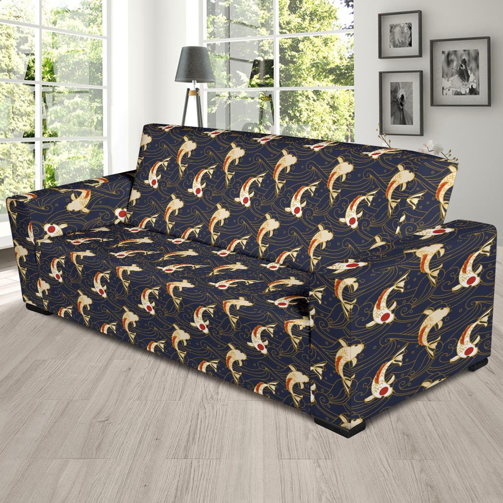 Koi Carp Japanese Design Themed Print Sofa Slipcover-JTAMIGO.COM