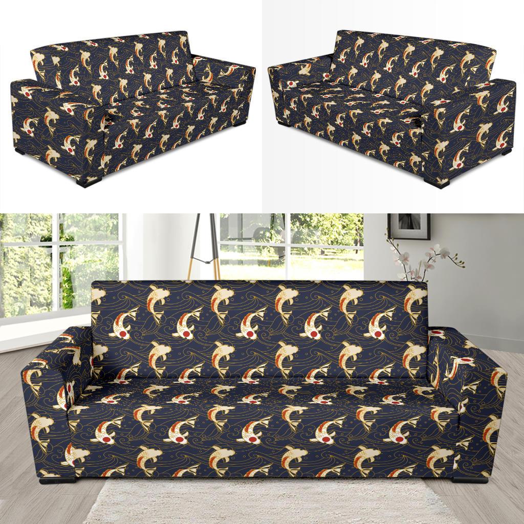 Koi Carp Japanese Design Themed Print Sofa Slipcover-JTAMIGO.COM
