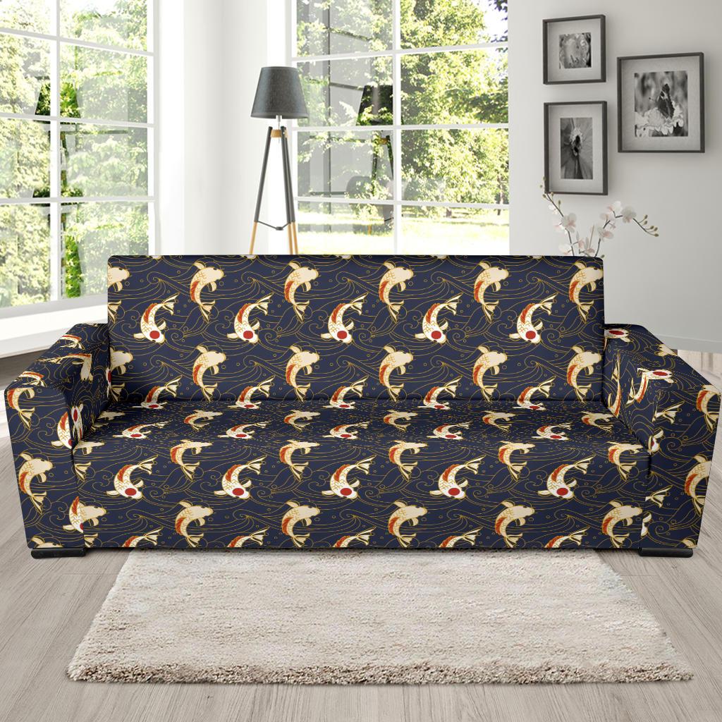 Koi Carp Japanese Design Themed Print Sofa Slipcover-JTAMIGO.COM