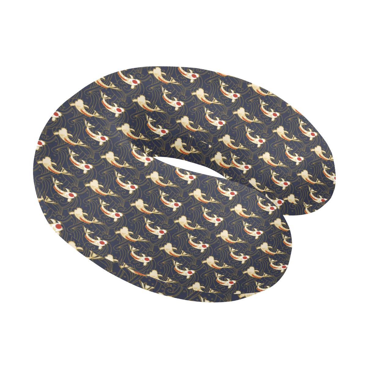 Koi Carp Japanese Design Themed Print U-Shaped Travel Neck Pillow-JTAMIGO.COM