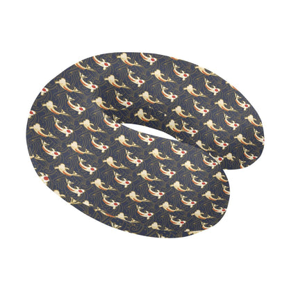 Koi Carp Japanese Design Themed Print U-Shaped Travel Neck Pillow-JTAMIGO.COM