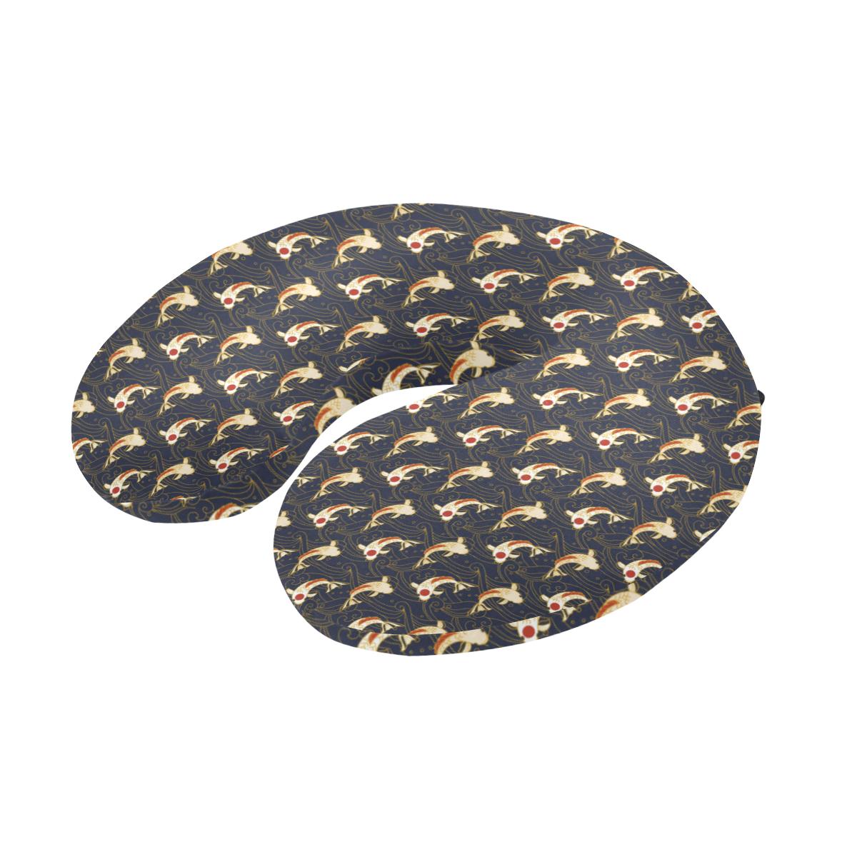 Koi Carp Japanese Design Themed Print U-Shaped Travel Neck Pillow-JTAMIGO.COM