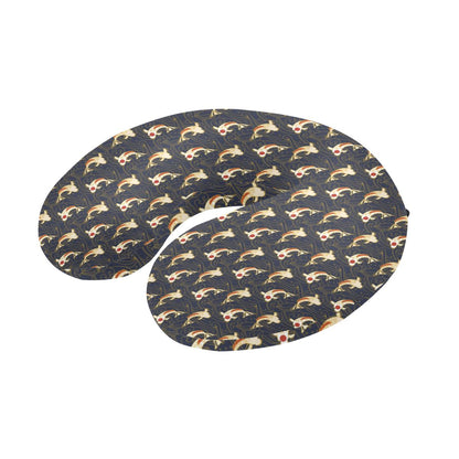Koi Carp Japanese Design Themed Print U-Shaped Travel Neck Pillow-JTAMIGO.COM