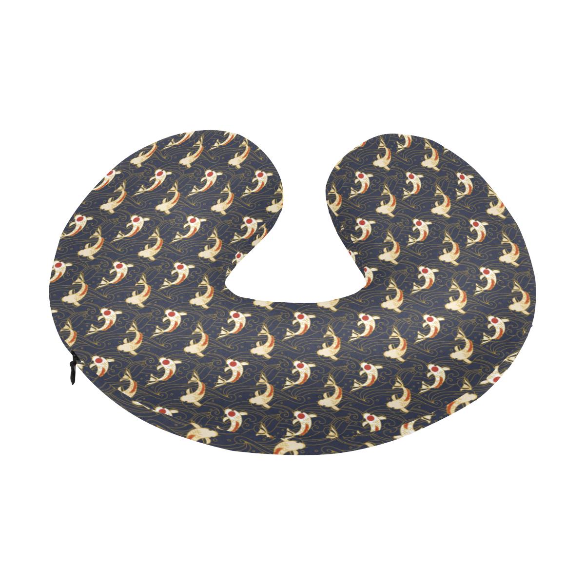 Koi Carp Japanese Design Themed Print U-Shaped Travel Neck Pillow-JTAMIGO.COM