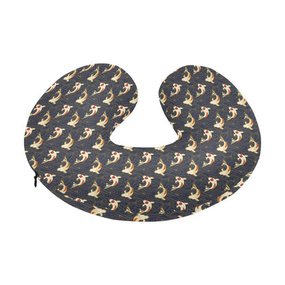 Koi Carp Japanese Design Themed Print U-Shaped Travel Neck Pillow-JTAMIGO.COM
