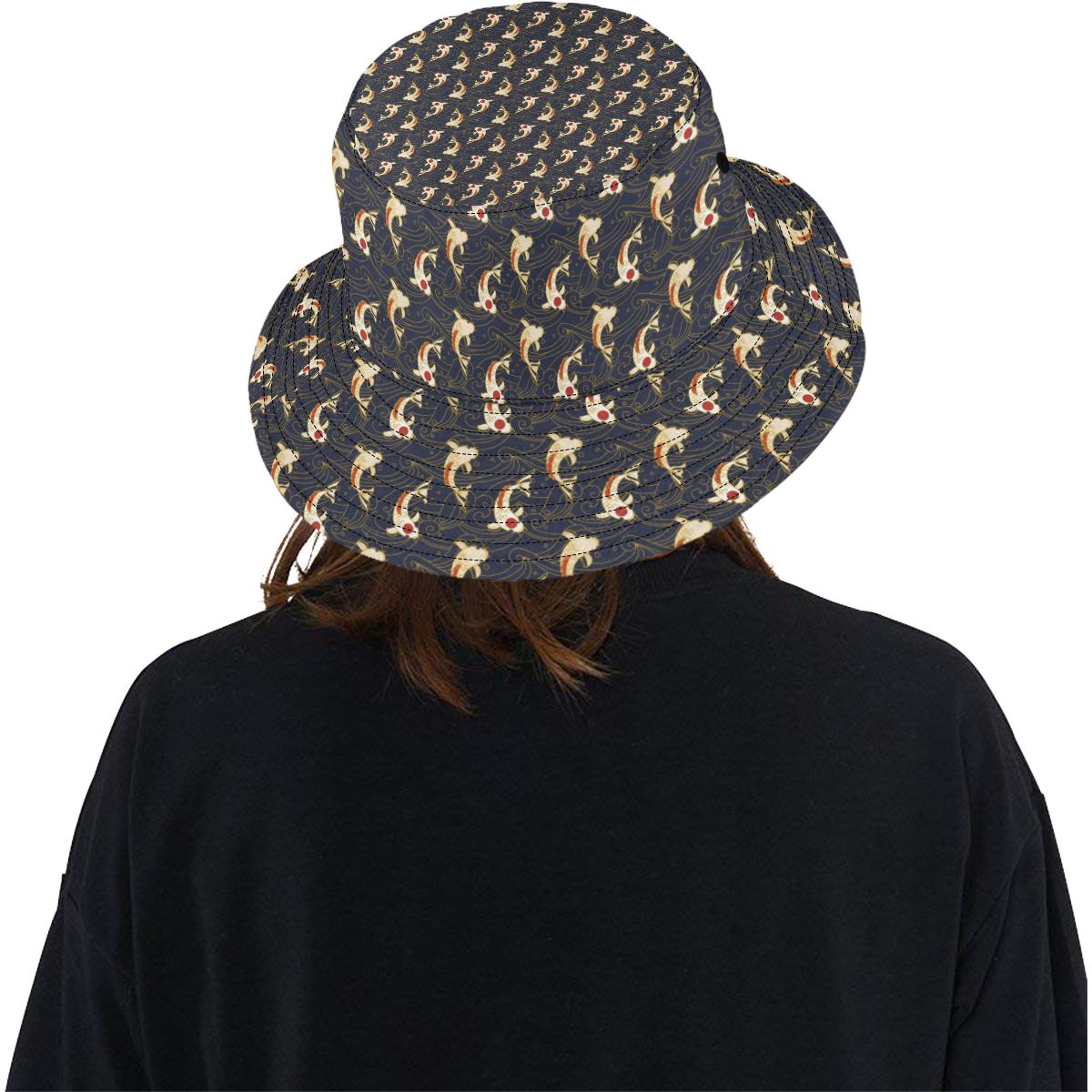 Koi Carp Japanese Design Themed Print Unisex Bucket Hat