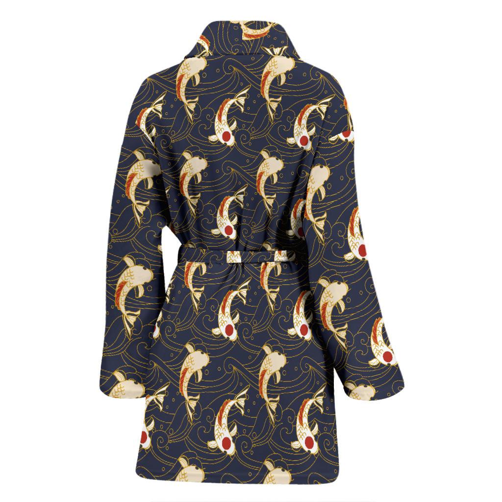 Koi Carp Japanese Design Themed Print Women Bath Robe-JTAMIGO.COM