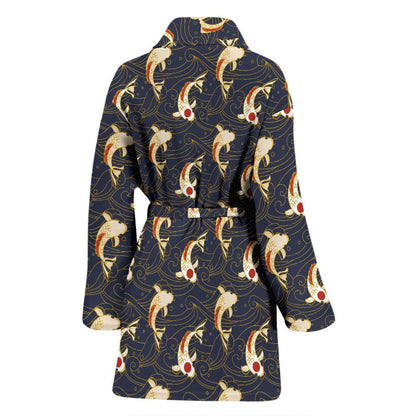 Koi Carp Japanese Design Themed Print Women Bath Robe-JTAMIGO.COM