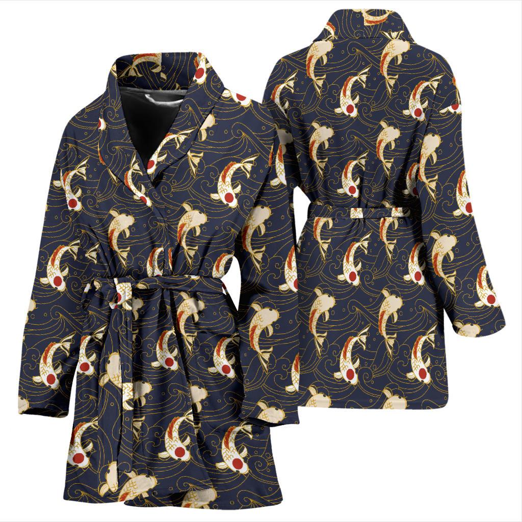 Koi Carp Japanese Design Themed Print Women Bath Robe-JTAMIGO.COM