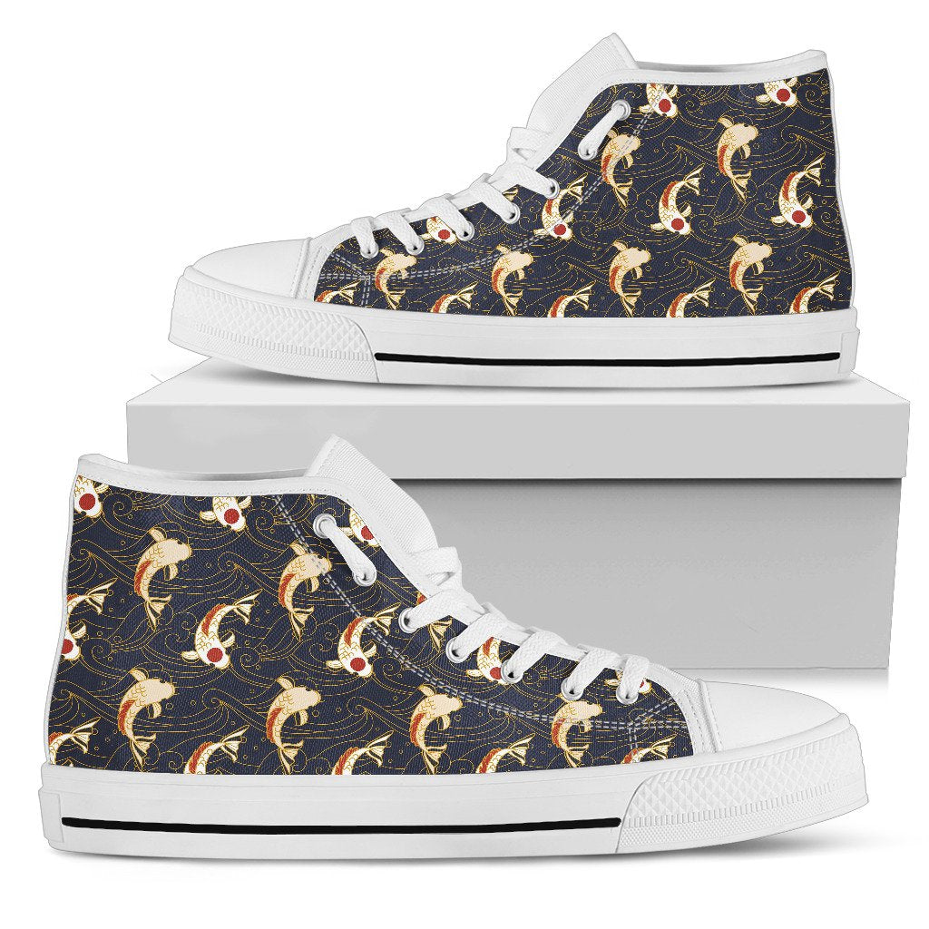 Koi Carp Japanese Design Themed Print Women High Top Shoes