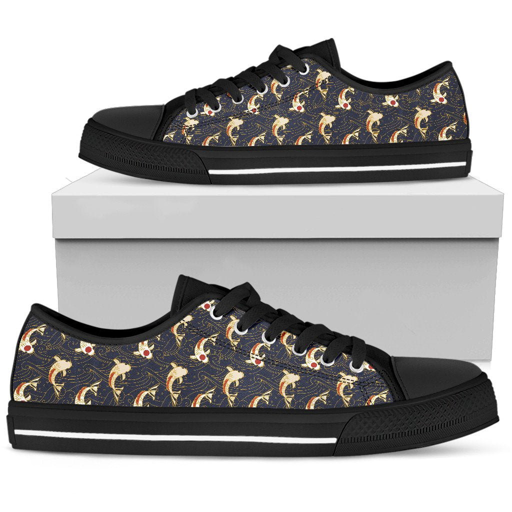 Koi Carp Japanese Design Themed Print Women Low Top Shoes