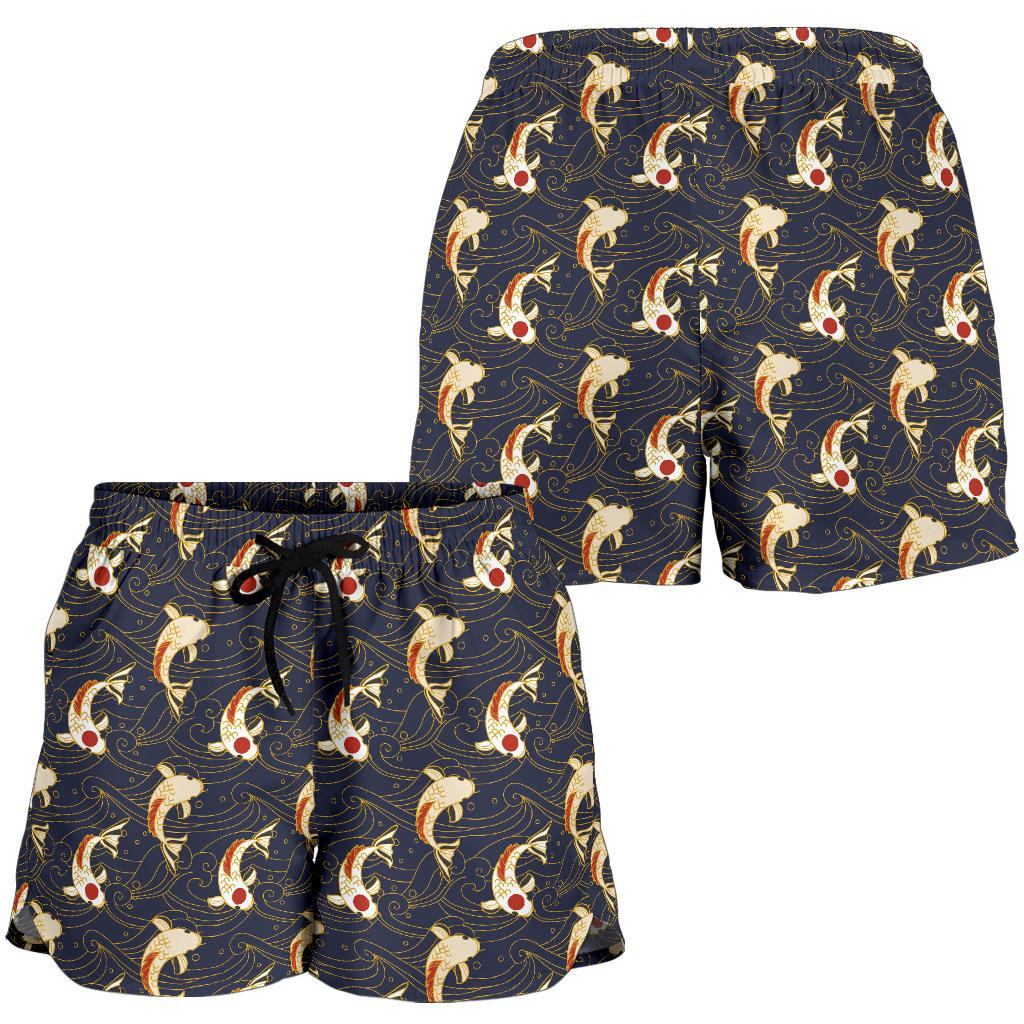 Koi Carp Japanese Design Themed Print Women Shorts-JTAMIGO.COM