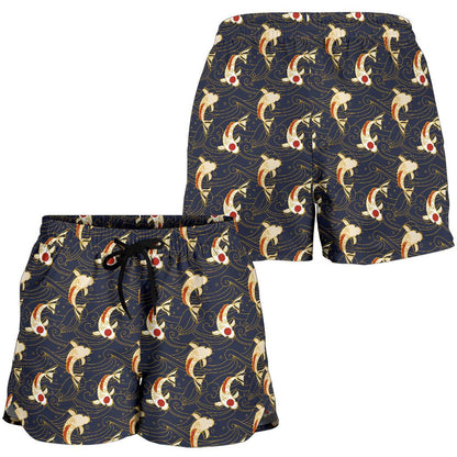Koi Carp Japanese Design Themed Print Women Shorts-JTAMIGO.COM
