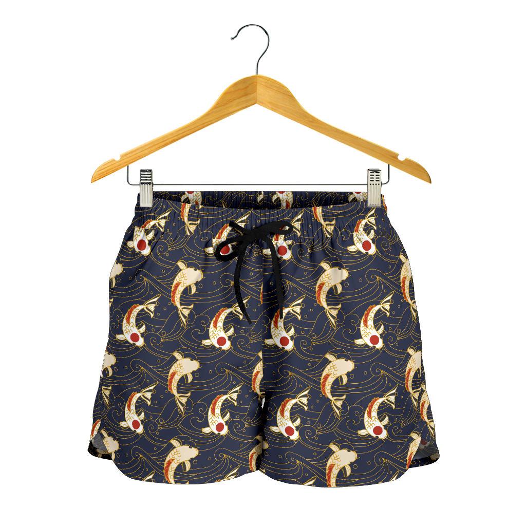 Koi Carp Japanese Design Themed Print Women Shorts-JTAMIGO.COM