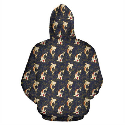 Koi Carp Japanese Design Themed Print Zip Up Hoodie