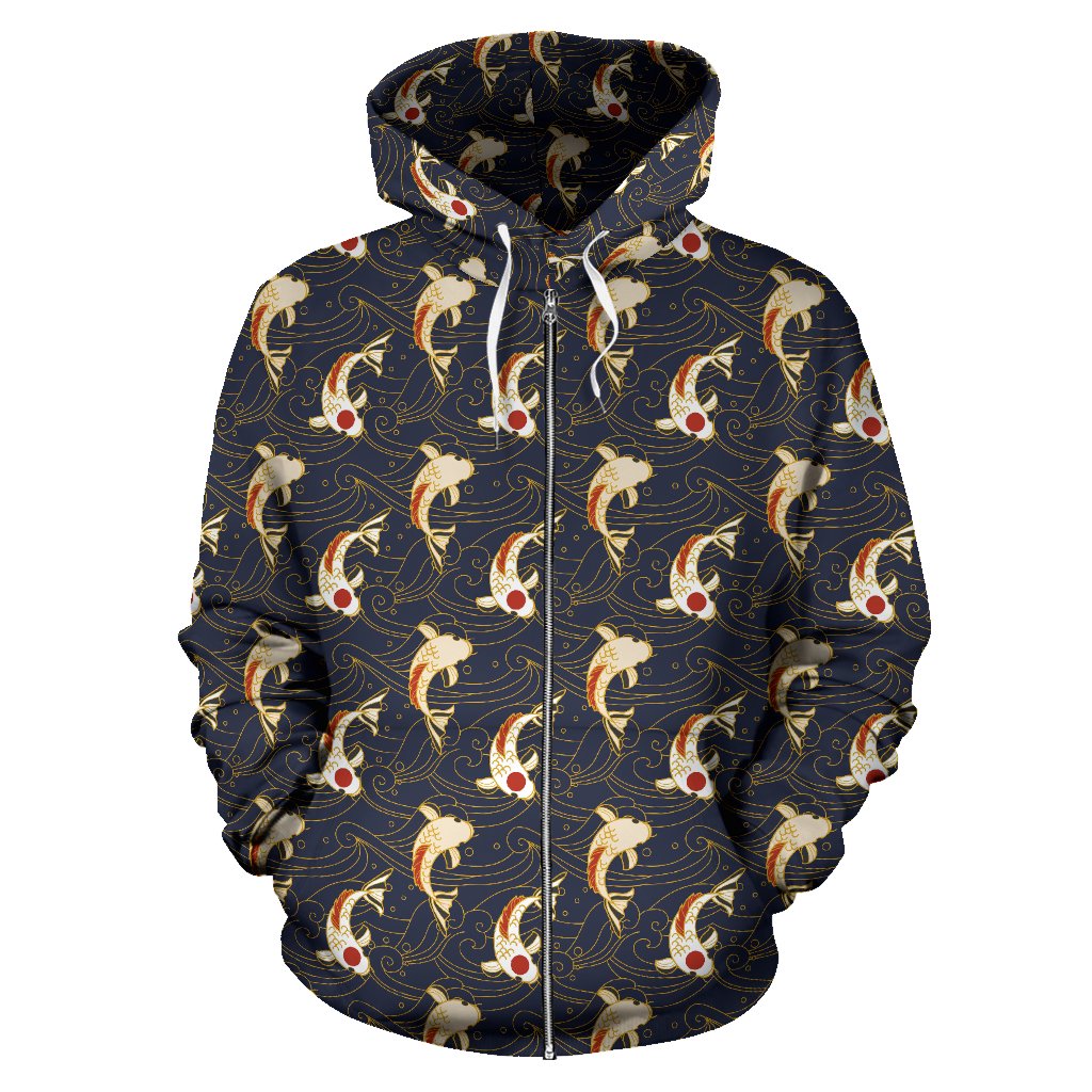 Koi Carp Japanese Design Themed Print Zip Up Hoodie